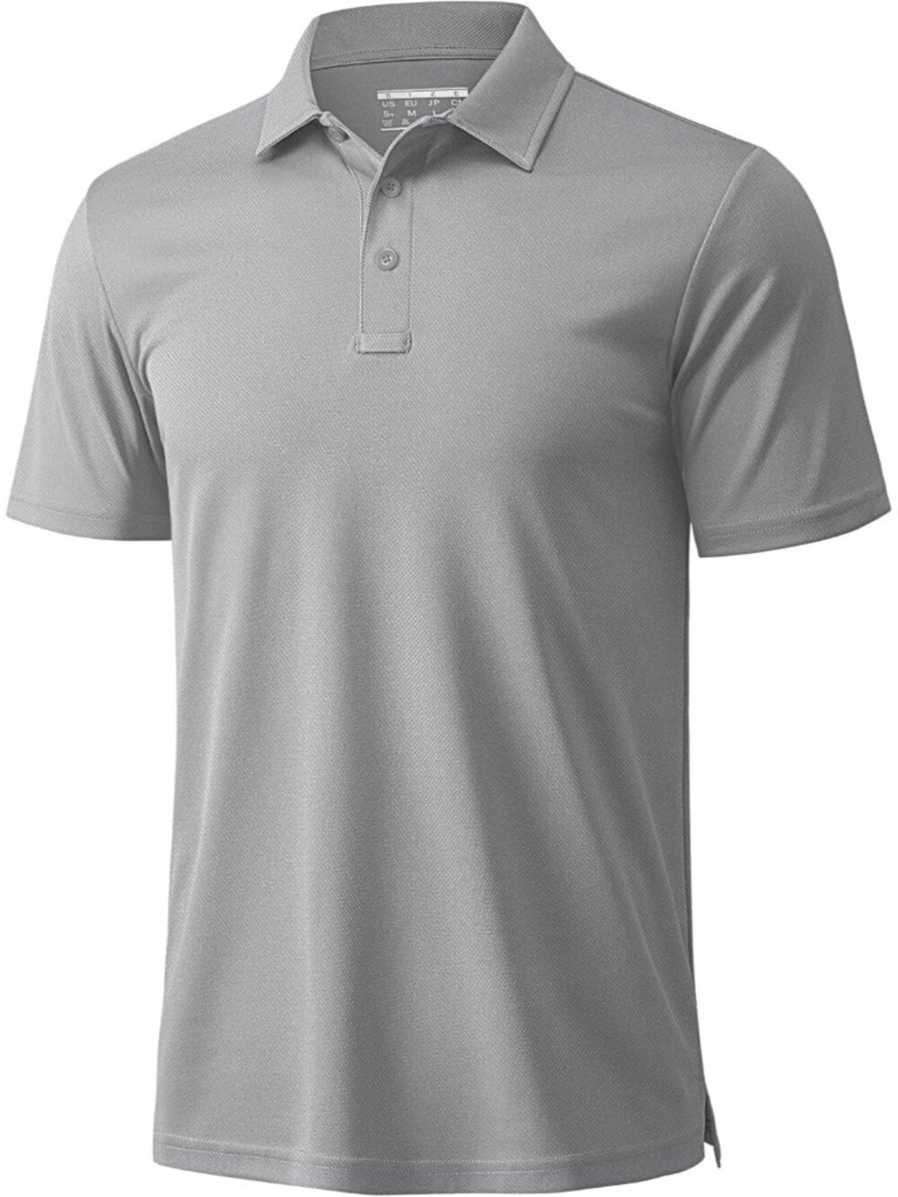 Men’s Light Grey Golf Polo Quick Dry Moisture Wicking Athletic Fit Tee Shirt